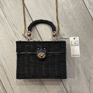 Black & Gold Wicker Box Purse